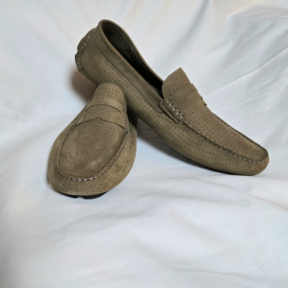 Mercanti Fiorentini 12016 Relax Men's Italian Tan Perforated Leather Loafers 12M